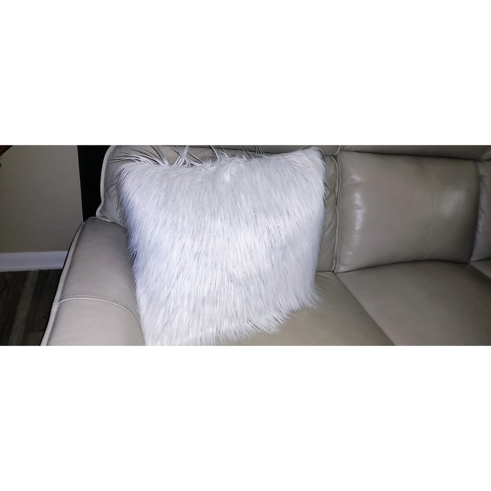 Ivory Faux Fur Fluffy Decorative Accent Pillow 18x18